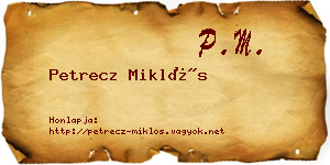 Petrecz Miklós névjegykártya